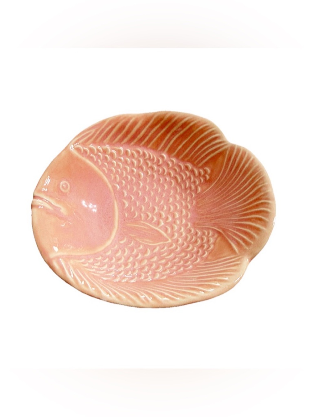 Pottery Barn Malibu Fish Bowl Coral Pink Coastal Stoneware 5” - Picture 3 of 6